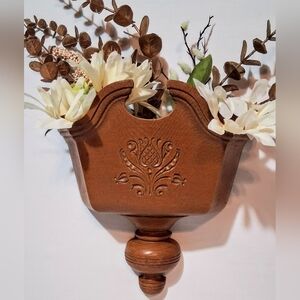 Homco MCM Faux Wood Wall Pocket/Planter - Vintage